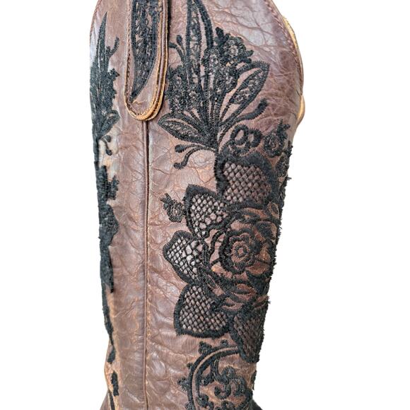 Old Gringo Brown Black Cowgirl Boots • Floral Embroidered Western Boots Size 5B - Picture 3 of 5